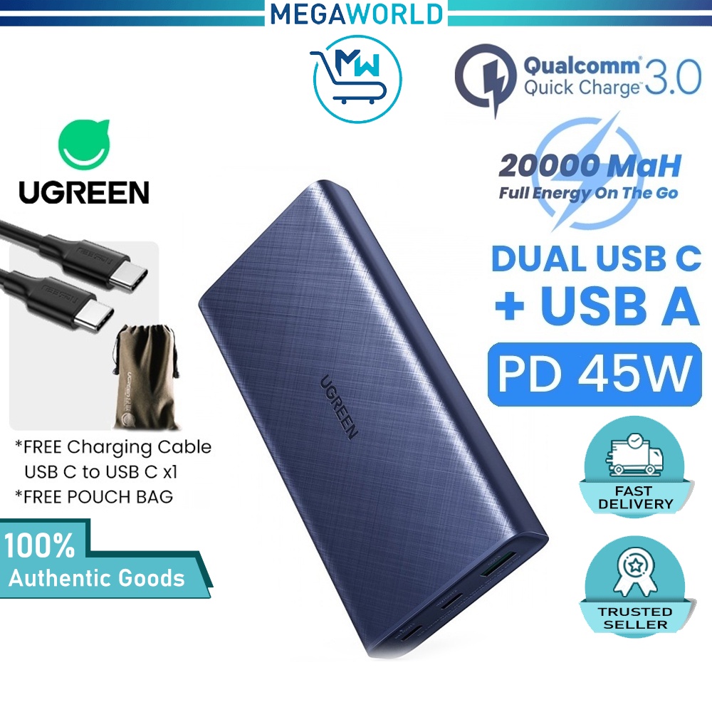 UGREEN PD 45W Dual USB C Powerbank USB Port Quick Charging Include Type