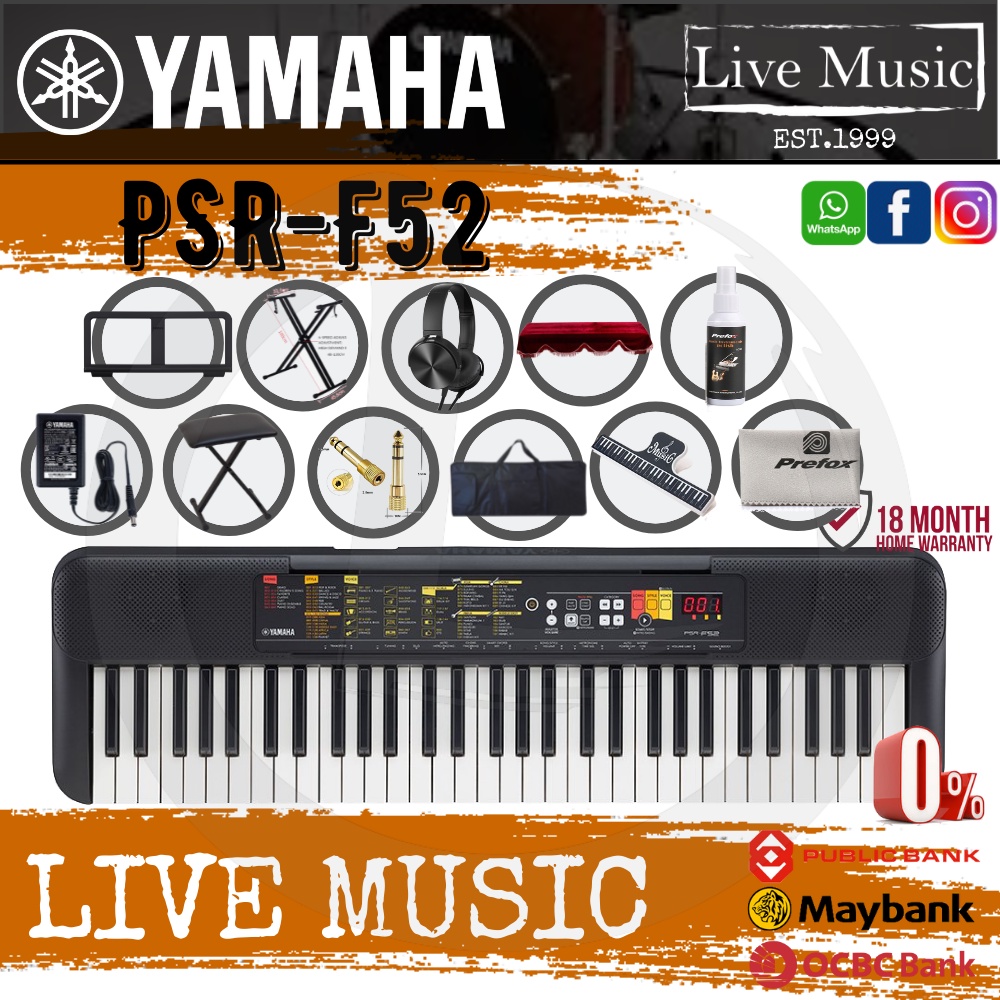 Yamaha PSRF52 61 Keys Portable Keyboard Electronic Piano with Bench
