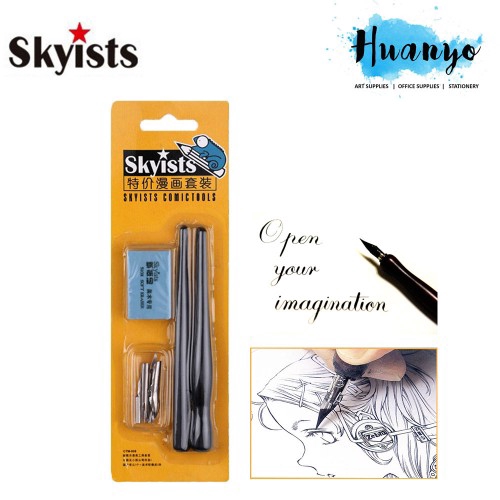 Skyists Comic Tools With Manga Comic Cartoon Drawing Dip Pen With Nib Set Shopee Malaysia