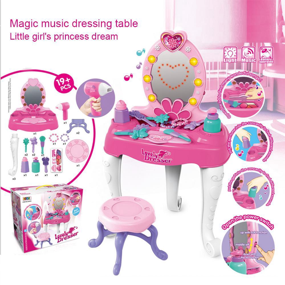 Pretend Play Kids Dresser Table And Chair Beauty Mirror And Accessories Playset With Fashion Makeup Accessories Bes Shopee Malaysia