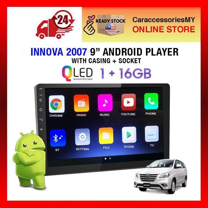 Toyota Innova 2007-2012 Android Player 9 inch IPS 2.5D full HD screen with player casing 1+16GB