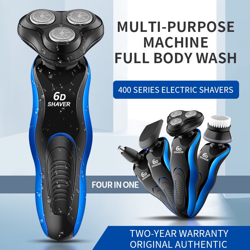 Multifunctional 4 in 1 Rechargeable Men's 8D Electric Shaver Nose Trimmer Face Cleaning Brush Triple Blade Face Men's Razor 36D