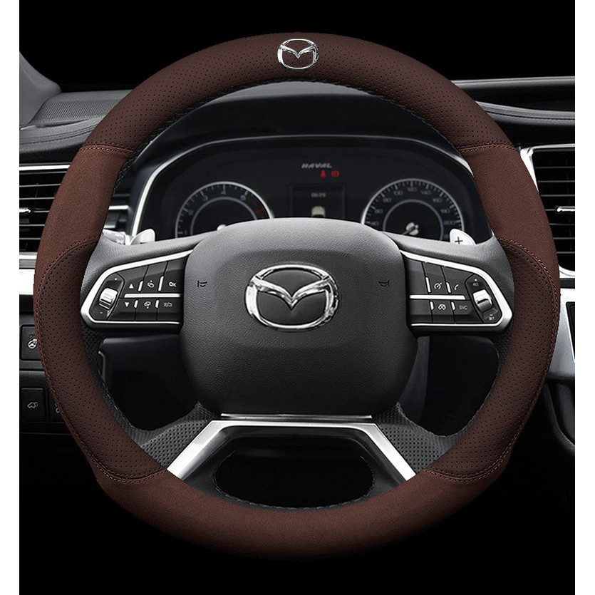 Color : Black Roki-X Carbon Fiber Cow Leather Car Steering Wheel Cover Suitable For Mazda 2 3 5 6 7 8 CX3 CX5 CX7 CX98 CX9 MX5 MX7 RF Version 
