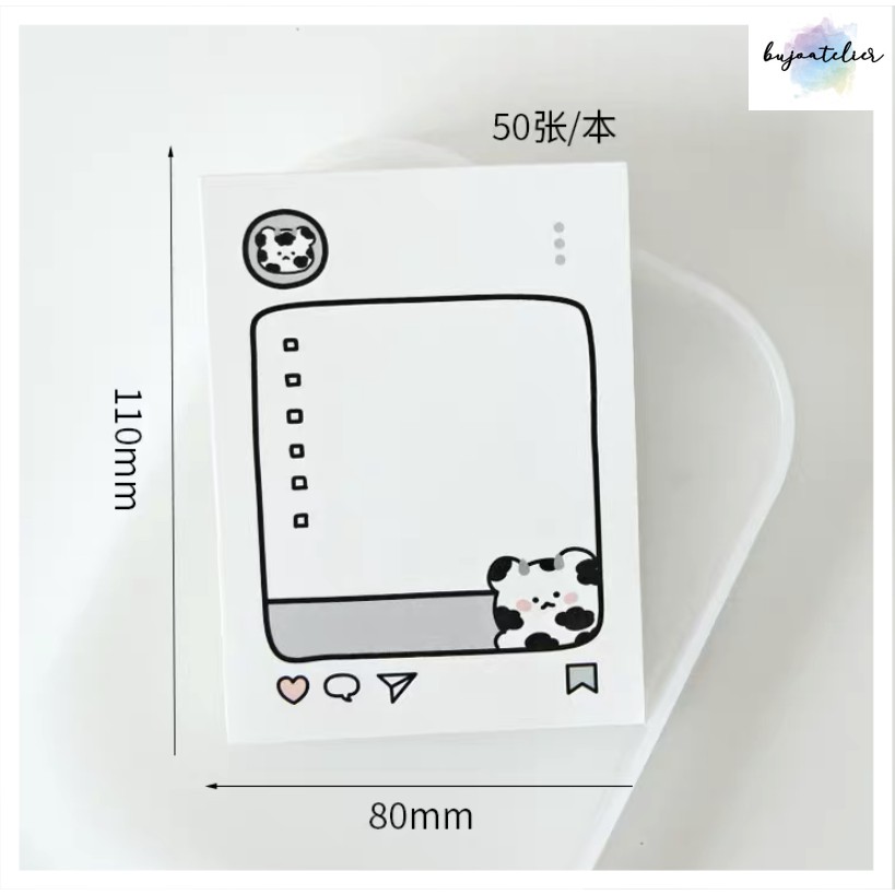 bujoatelier 50 Pcs Memo Pad Cute Teddy Cow Drinking Habit Tracker To Do List Checklist Instgram Journal Comel Tulis