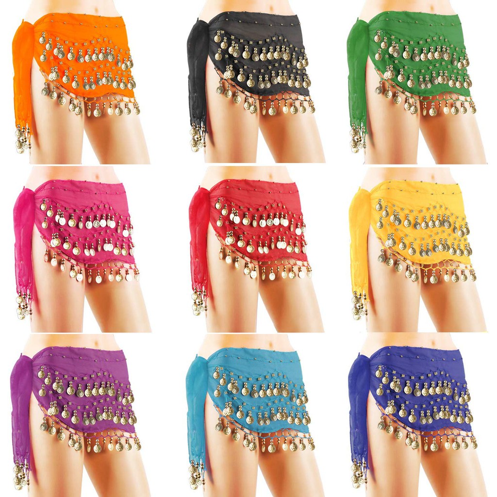 Women sexy 3 Rows Belly Dance Hip Skirt Coin Dancer Dancing Wrap Belt Cool  | Shopee Malaysia