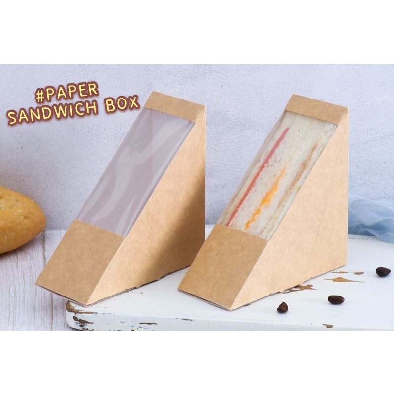 10pcs BROWN PAPER SANDWICH BOX /WINDOW SANDWICH BOX/PACKAGING BOX
