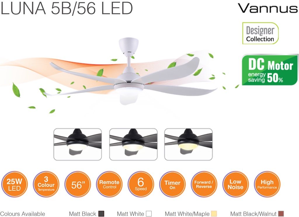 Alpha Ceiling Fan (40 Inch / 46 Inch / 56 Inch) 6Speed DC Motor Remote