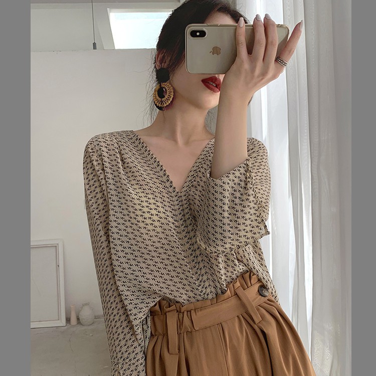 Zuoan Korean Style Chiffon Long Sleeve Blouse Women's Shirt | Shopee ...