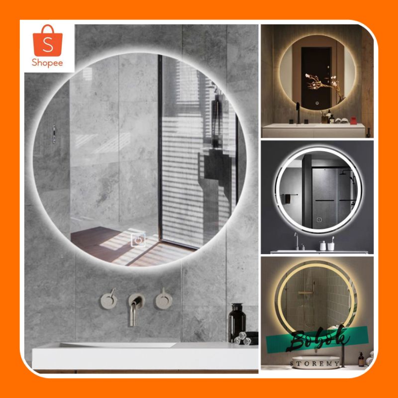 Buy Readystock Nordic Round Led Mirror Decorative Wall Frameless Lighted Vanity Bathroom Deco Cermin Dinding High Quality Seetracker Malaysia