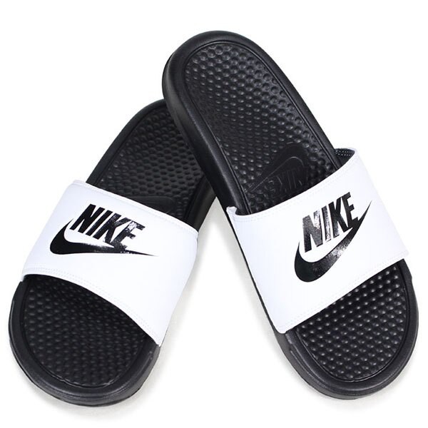 nike slippers white and black