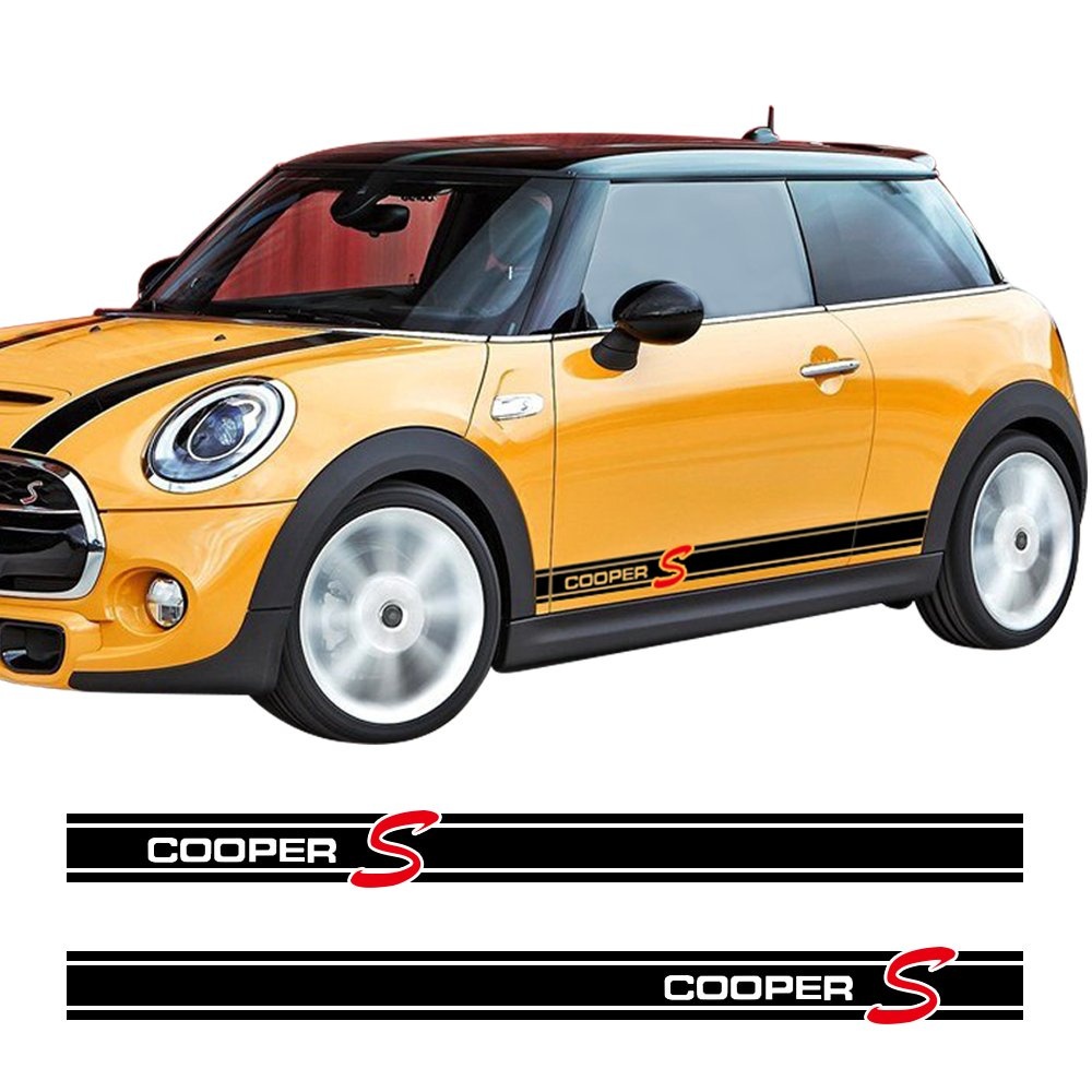 1Set 2Pieces Side Skirt Coopers Graphics Racing Stripes Decal Stickers