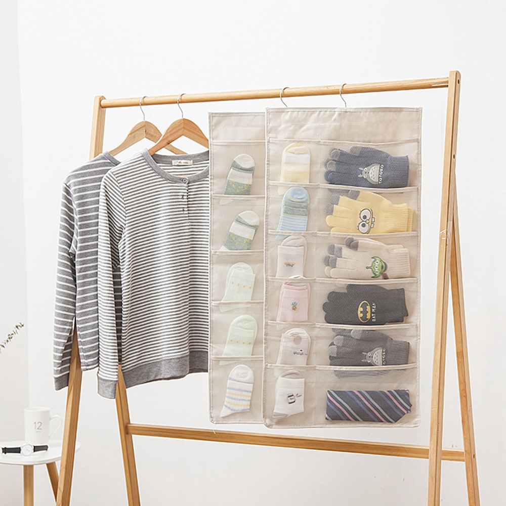 Dual Sided Hanging Closet Organizer For Underwear Stocking