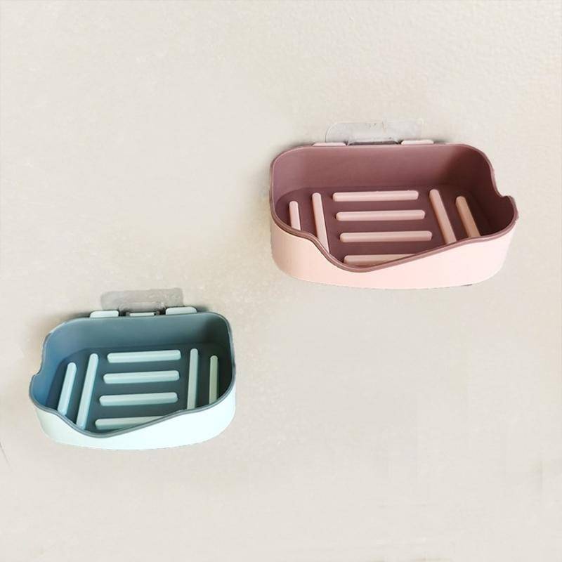 Wall Hanging Soap Dish Wall-mounted Double-drain Soap Holder Sponge Soap Storage