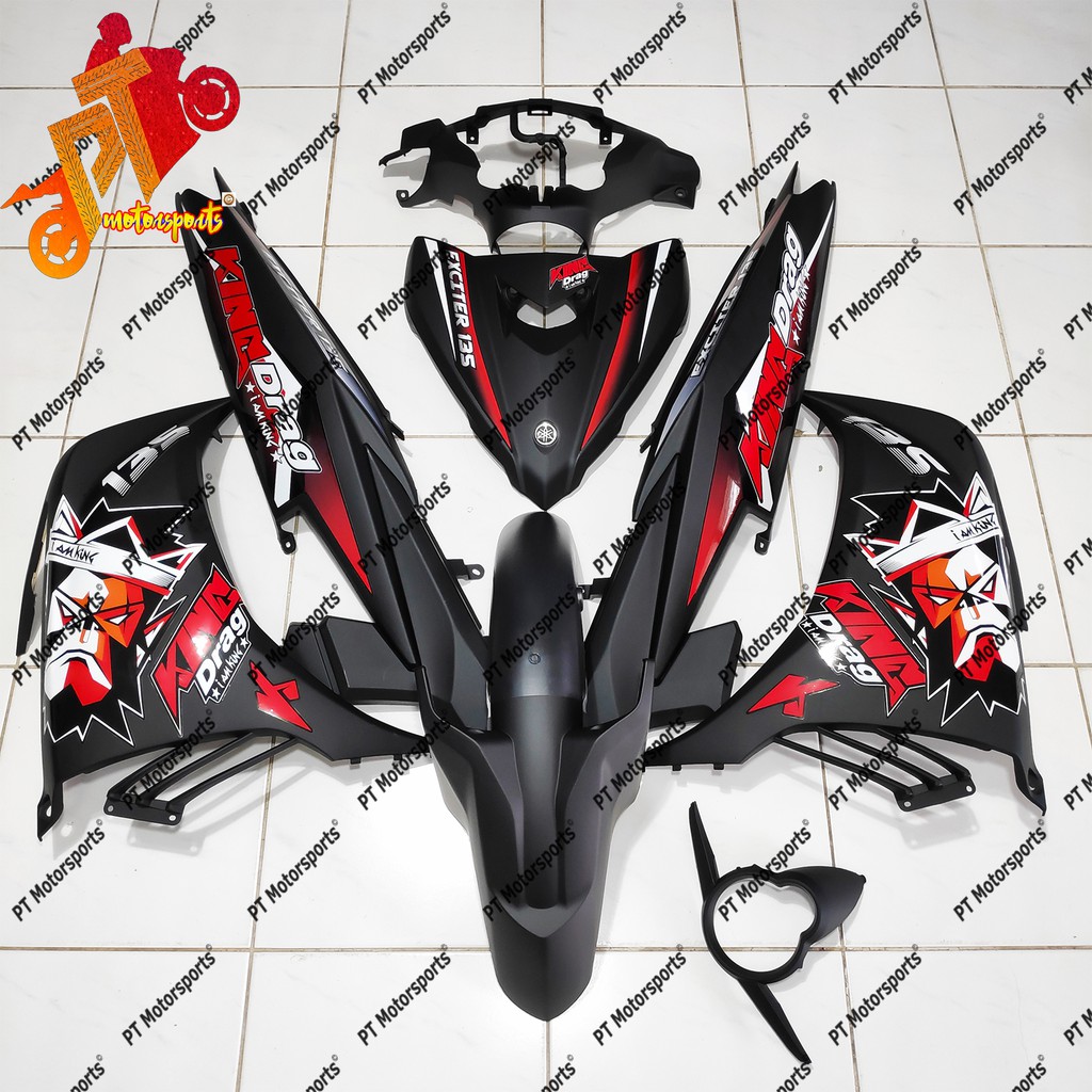 Yamaha Lc 135 V2 V3 V4 V5 V6 Cover Set Matt Black Mettalic Black King Drag Black I Am King