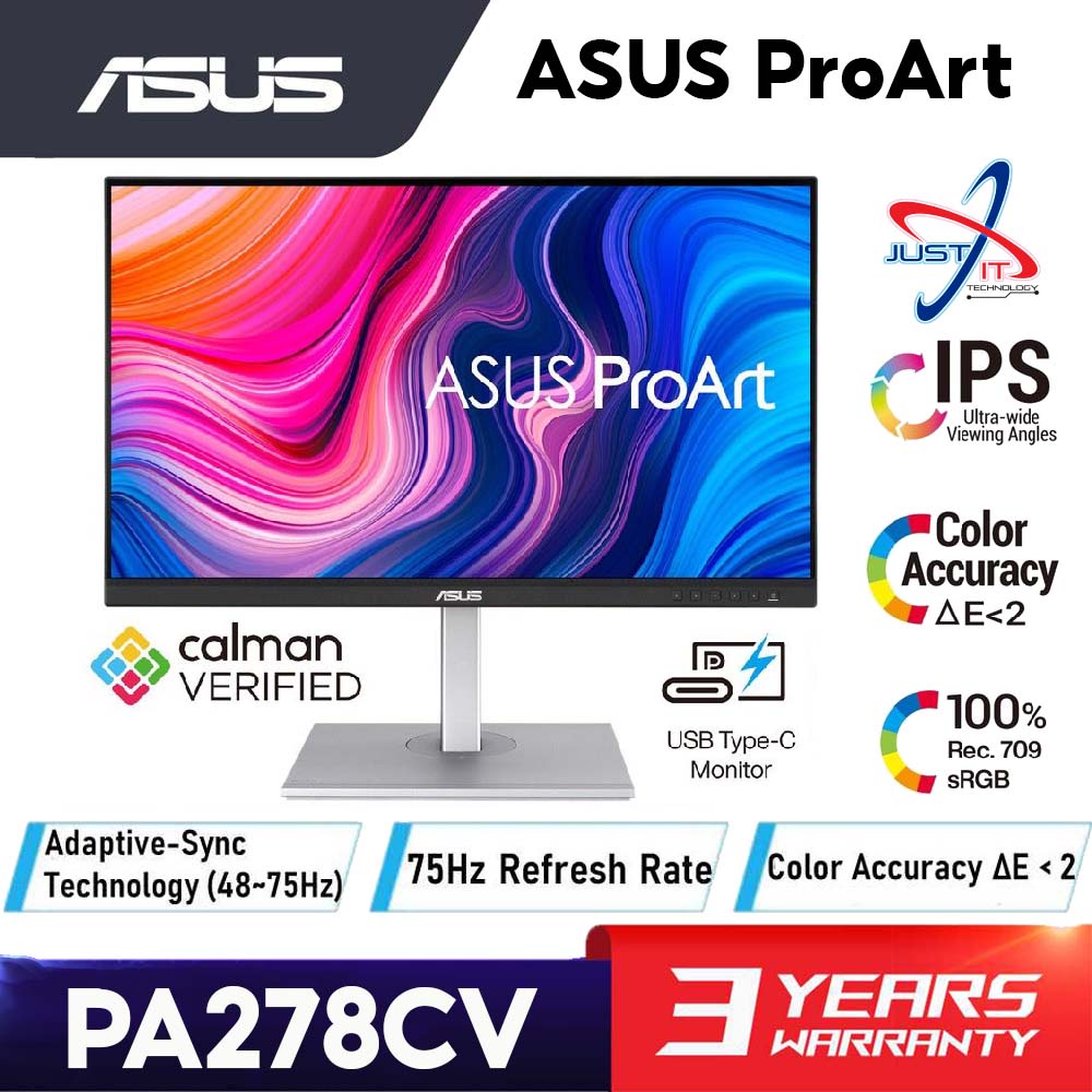 Asus ProArt PA278CV 27" IPS WQHD 75Hz 100%sRGB HDR10 Professional ...