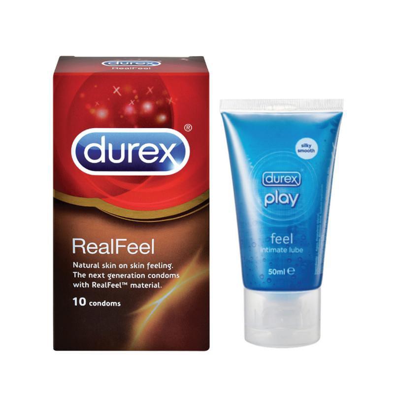 Durex Real Feel 10S Condoms + Durex Play Lubricant 50Ml