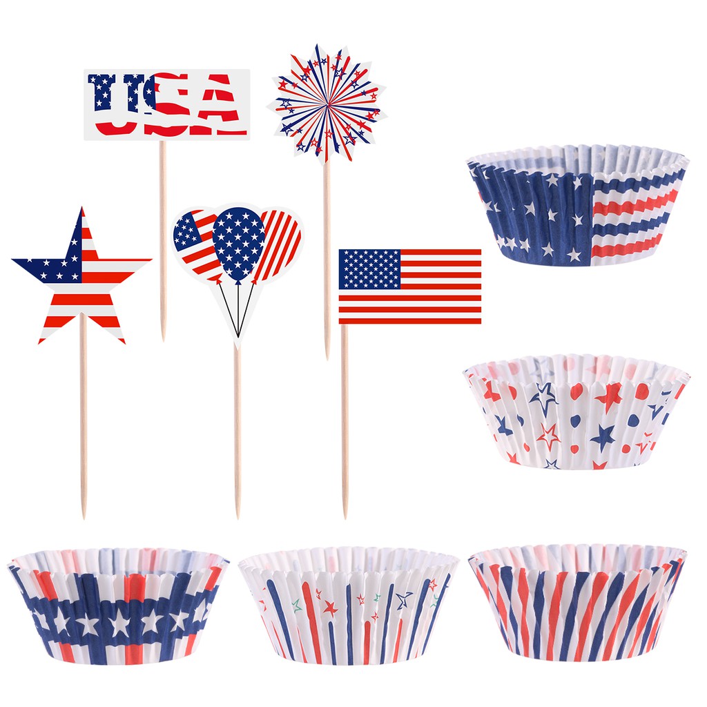 Dcwl 100pcs Independence Day Supplies Decorative Food Picks For