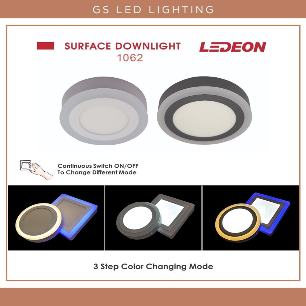 YET WHITE CASING LEDEON 1062 ROUND LED DOUBLE COLOR SURFACE CEILING MOUNTED LIGHT