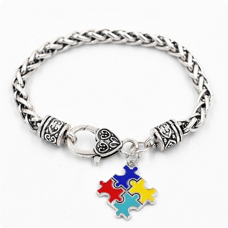 Fashion Puzzle Pendant Bracelet Jewelry Piece Autism/Aspergers Awareness Inspirational Accessories