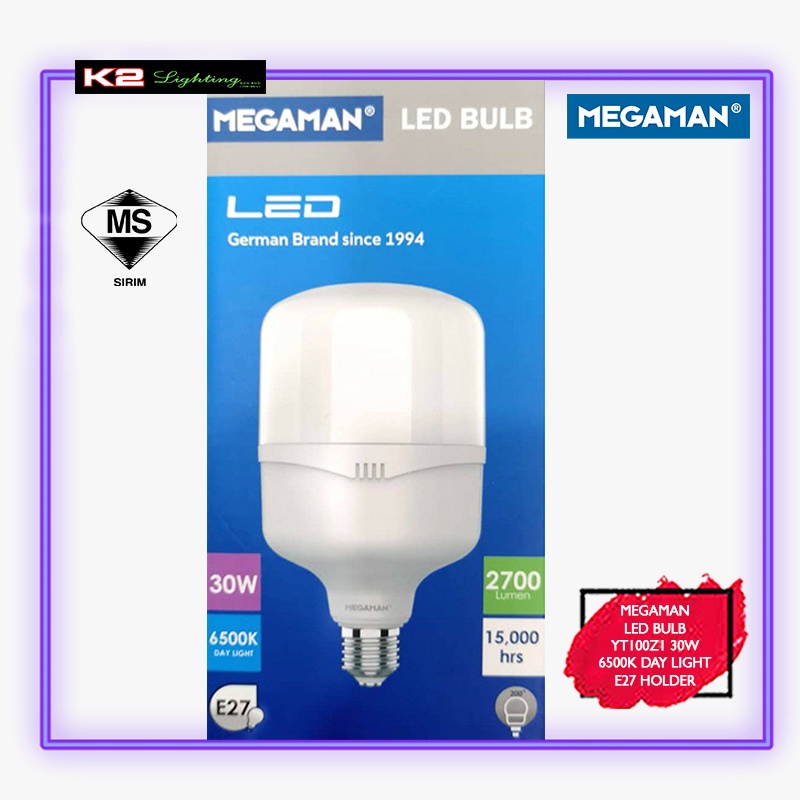 MEGAMAN LED BULB YTT100Z1 30W 6500K Day Light E27 Holder | Shopee Malaysia