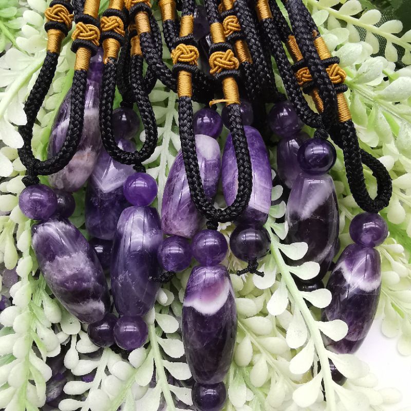 天然梦幻紫晶吊坠项链45-48mm Natural Dream Amethyst Pendant Necklace