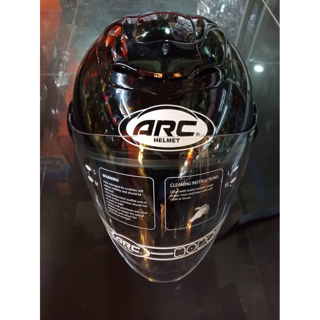 HELMET ARC RITZ BLACK WITH CLEAR VISOR | Shopee Malaysia