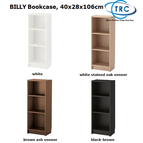 Billy Bookcase 40x28x106cm Ikea 100, Ikea Billy Bookcase White Stained Oak Veneer