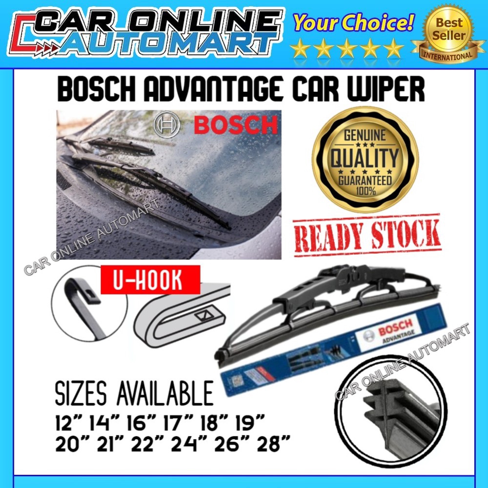 BOSCH ADVANTAGE CAR WIPER BLADE COMPATIBLE FOR ALL UHOOK TYPE ALL
