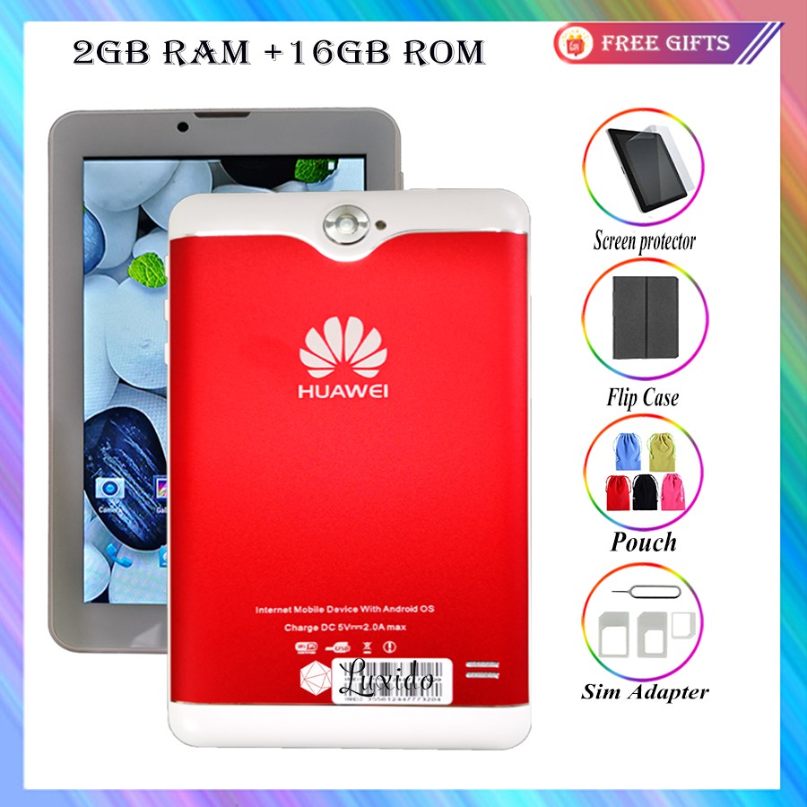 Huawei Tab 7 0 Inch Dual Sim 2gb Ram 16gb Rom Free Screen Protector Flip Case Sim Adapter Touch Pen Shopee Malaysia