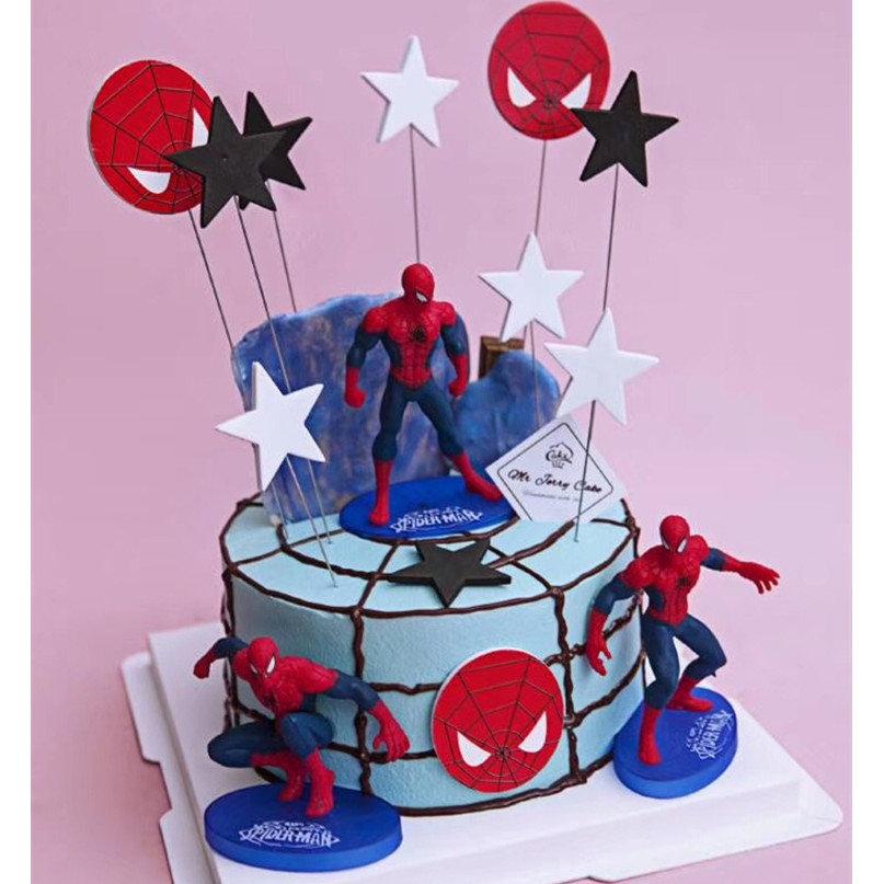 7pcs Spiderman Cartoon Cake Topper Figure Birthday Figurine