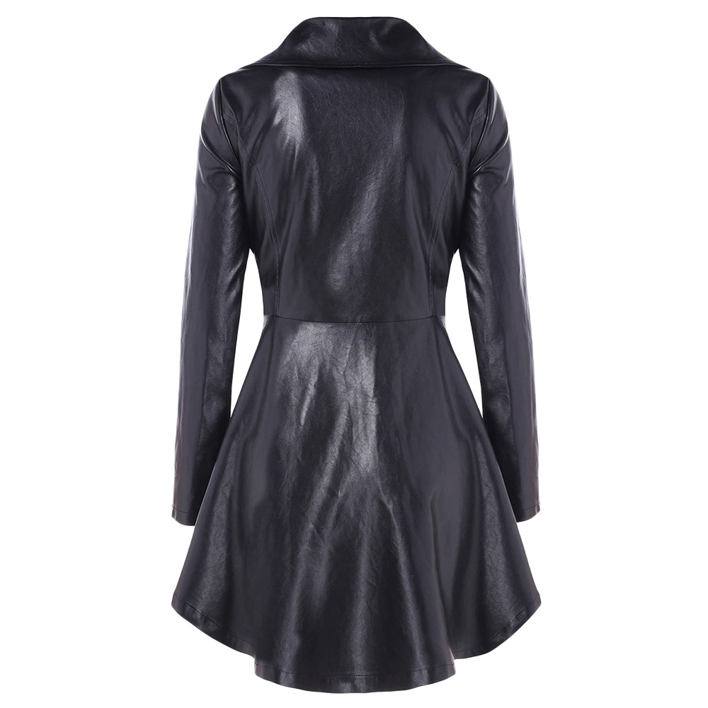 High Low Faux Leather Tunic Jacket Shopee Malaysia