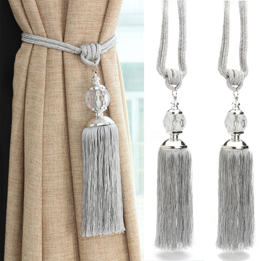 2pcs Curtain Tiebacks Beaded Ball Decor Drapes Tassel Beaded Rope
