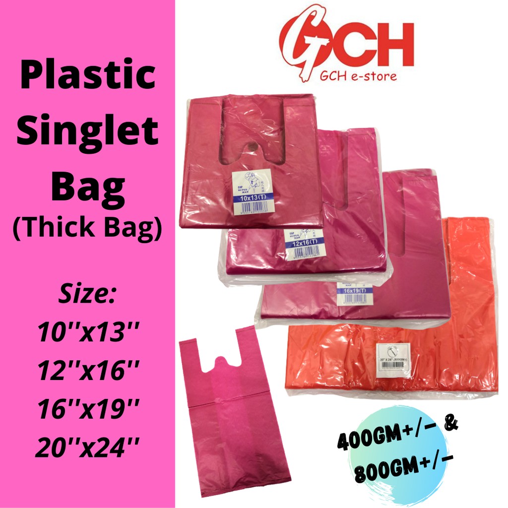 THICK Plastic Singlet Bag / Plastic TShirt Bag / Plastic Bag / Plastik