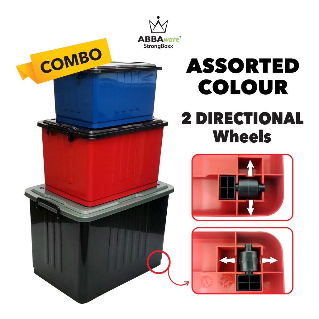 Abbaware Combo Storage Box (3in1 / 2in1)/Kotak Simpanan Beroda/Storage ...