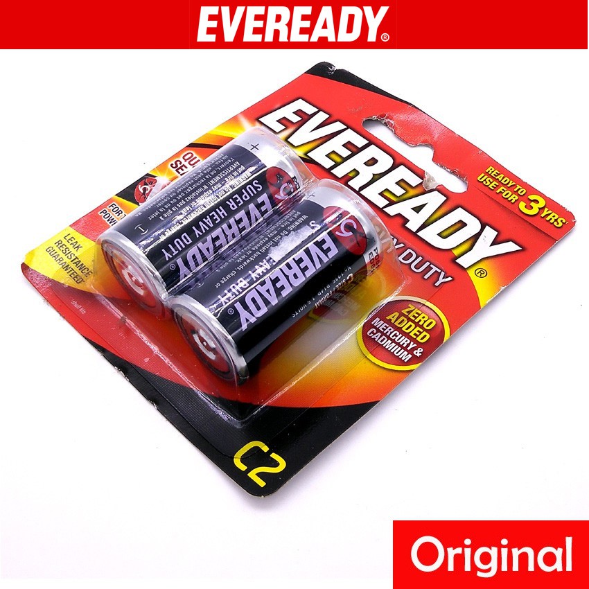 Official Eveready Super Heavy Duty R14 1.5v 2Pack C2 Size Battery