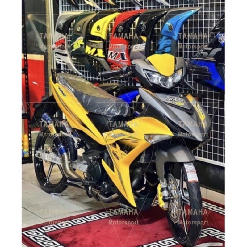 Yamaha Y15 Y15zr V1 V2 Mx King Yellow Grey Cover Set Free Emblem(×4 