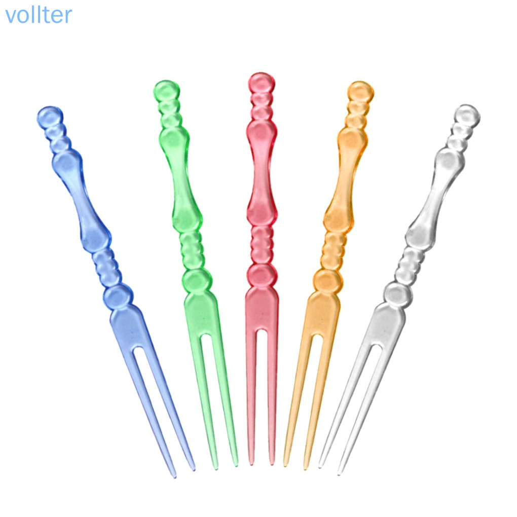 Meal Chef VOLL 80Pcs Cake Fork Plastic Fruits 2 Tooth Food Picks Dessert Snack Salad Cocktail Appetizer Colorful - Image 3