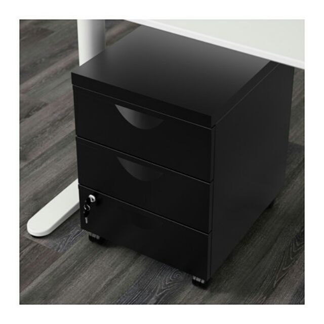 Ikea Erik Drawer Unit W 3 Drawers On Castors Black 41x57 Cm