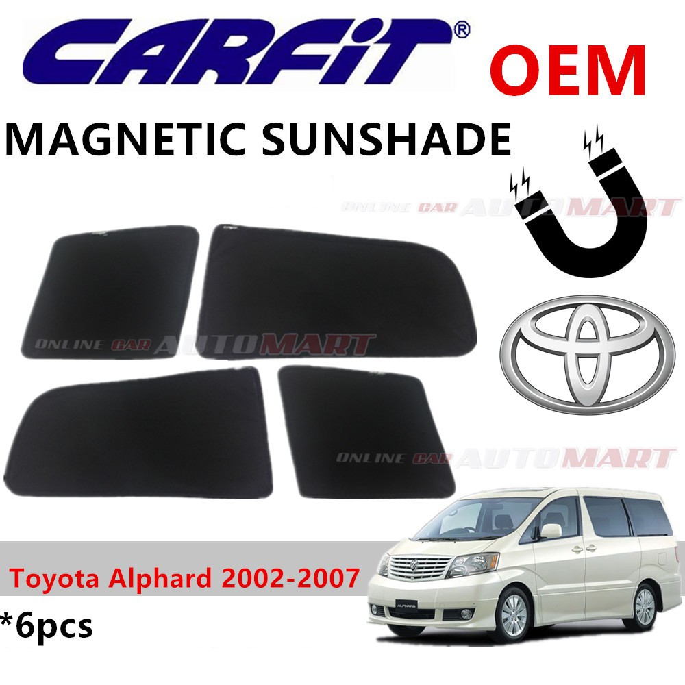 CARFIT OEM Magnetic Custom Fit Sunshade For Toyota Alphard Yr 2002-2007 (6pcs)