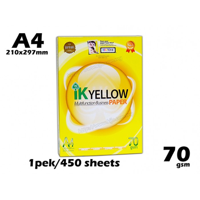 Ik Yellow A4 70g Paper (450's  Rms ) 