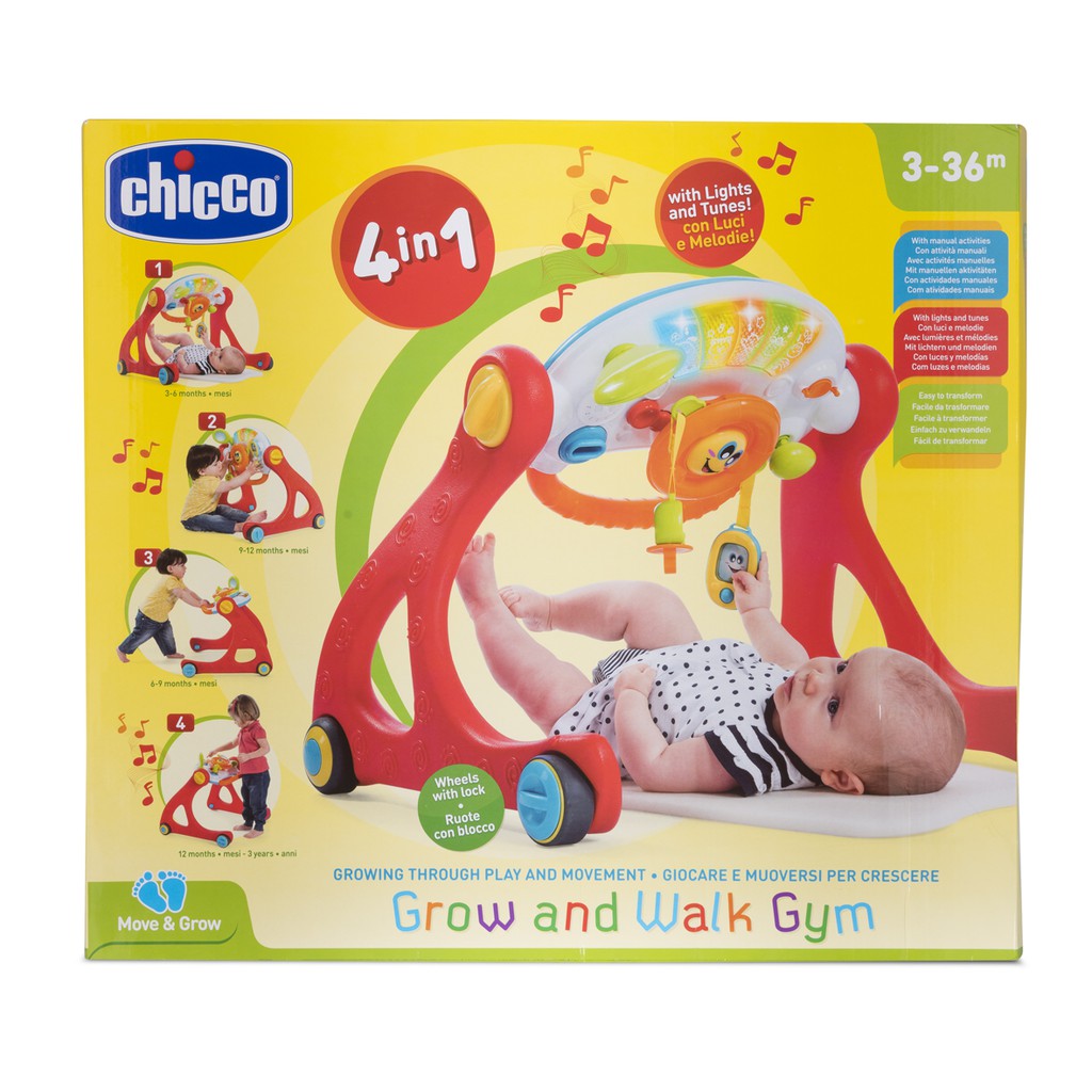 chicco electronic 4 in 1 grow and walk play gym walker