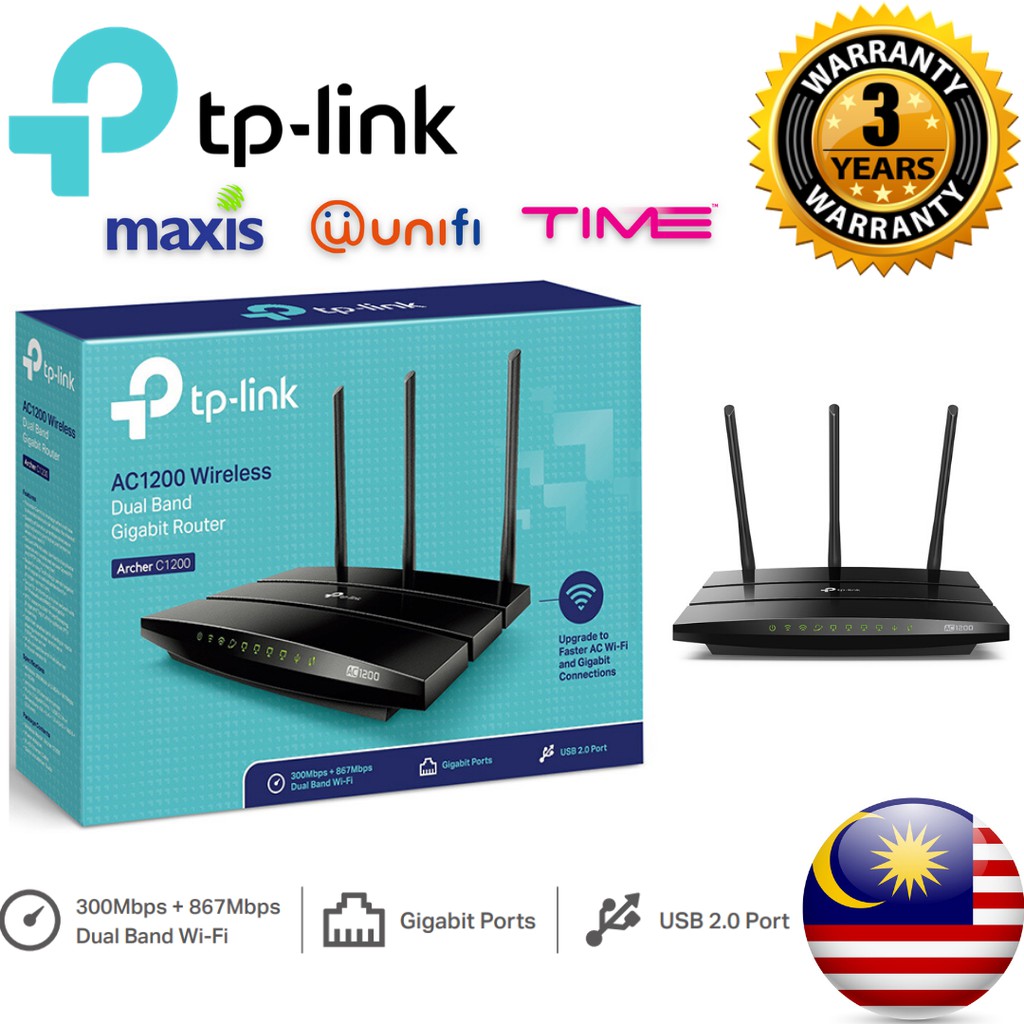 Unifi Router Tp Link Ac1200 Wireless Dual Band Gigabit Router Archer C1200 Unifi Maxis Time Shopee Malaysia