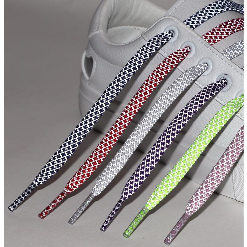 Reflective Flat Shoelaces Running Shoes Lace Adult Children Shoelaces Fluorescent Sneaker Buckle Metal Shoestrings Sports