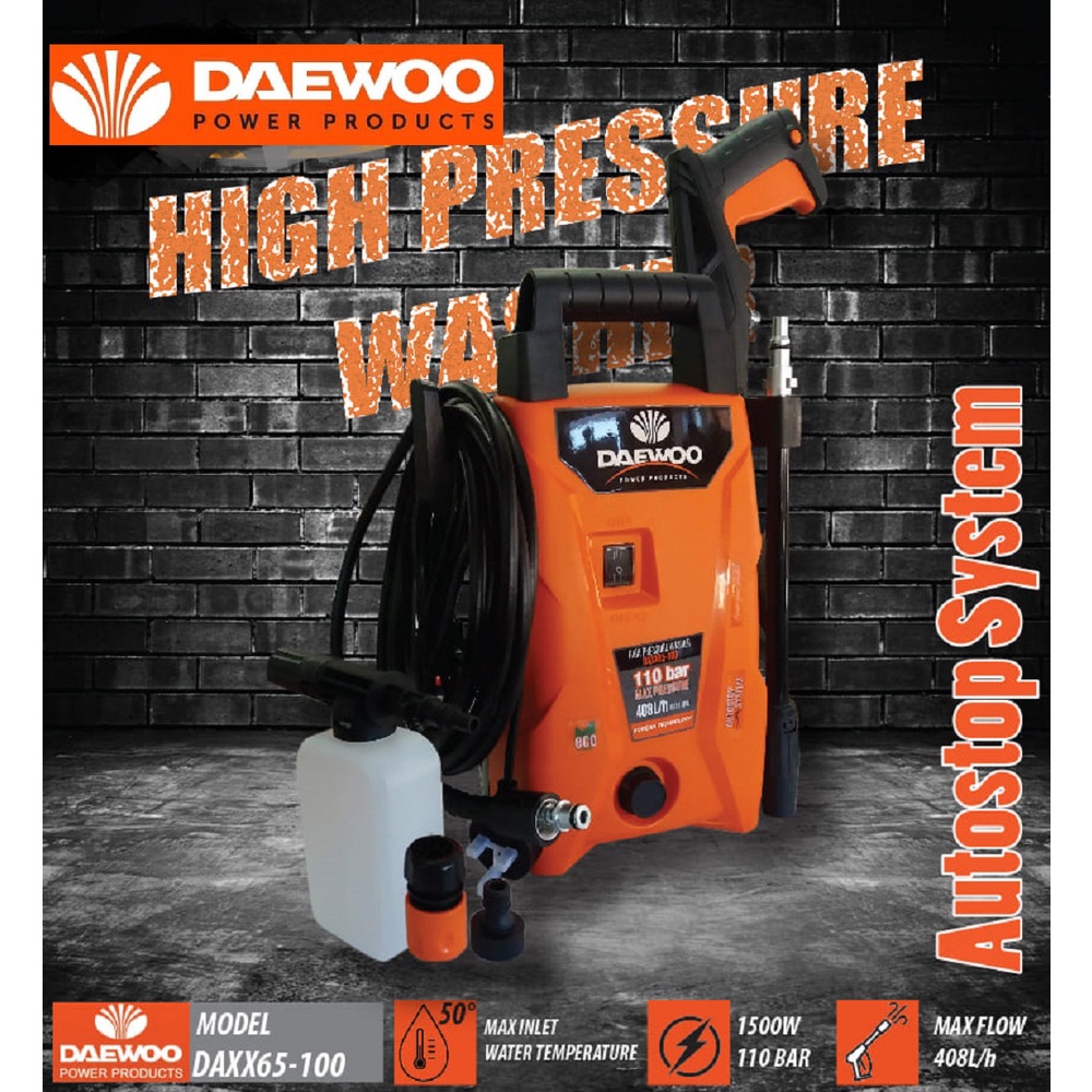 DAEWOO 110bar 1500W High Pressure Washer DAXX65-100 - Included Foam Nozzle - Brand KOREA - 6 Months Local Warranty -