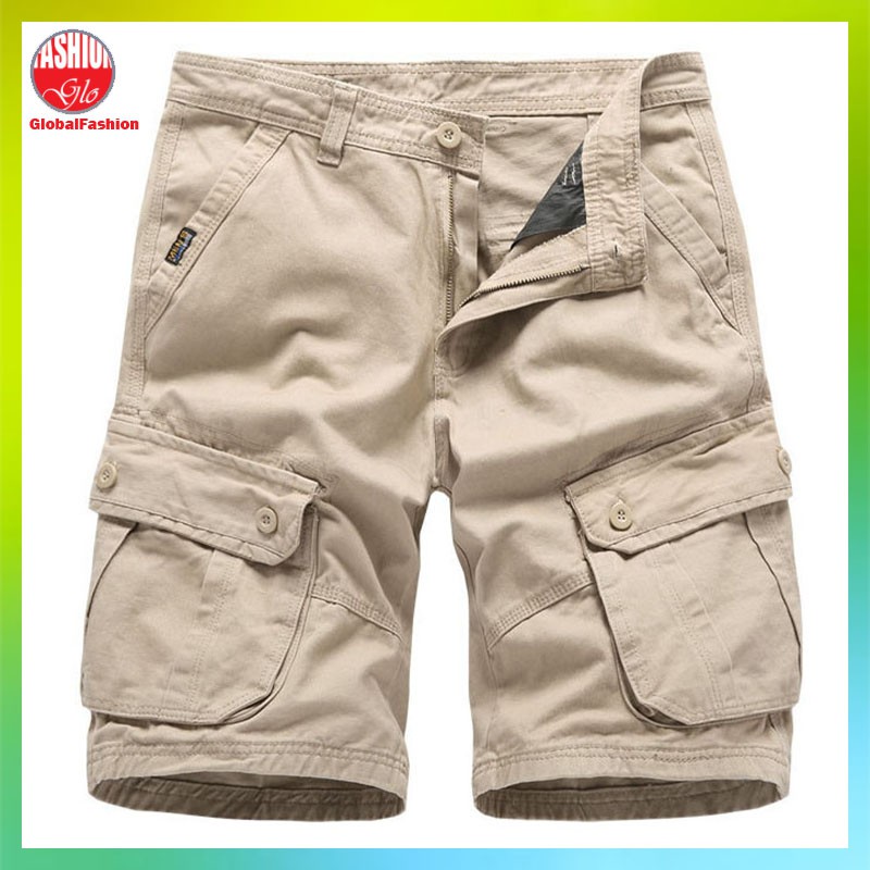 Men Multi Pockets Casual Short Pants Seluar Cargo Pendek Lelaki Youth ...