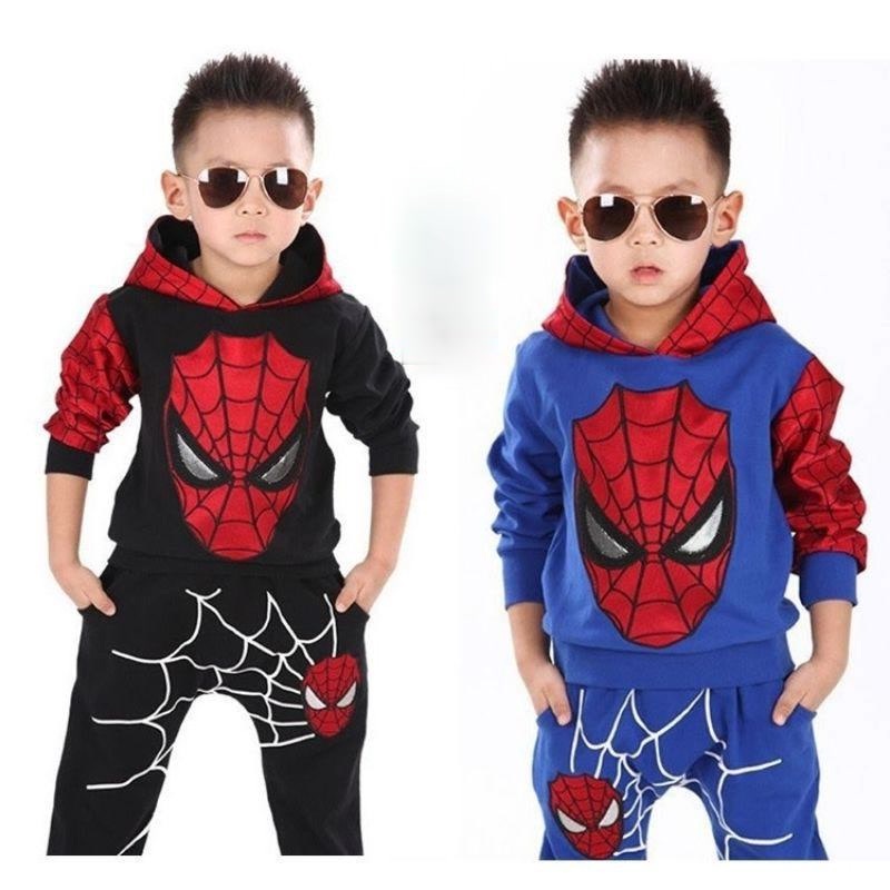 [AS ONLINE ] Kids Boys Spiderman 2pcs Hoodie Long Sleeve Costume Jogger Pants Clothing Set