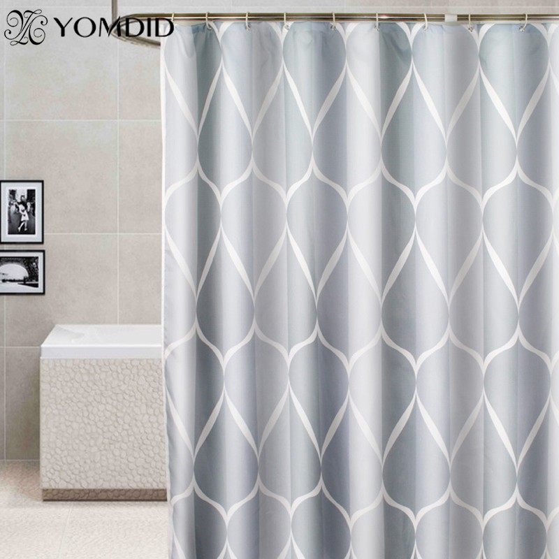 Waterproof Shower Curtain With 12 Hooks, Drop Cloth Shower Curtain