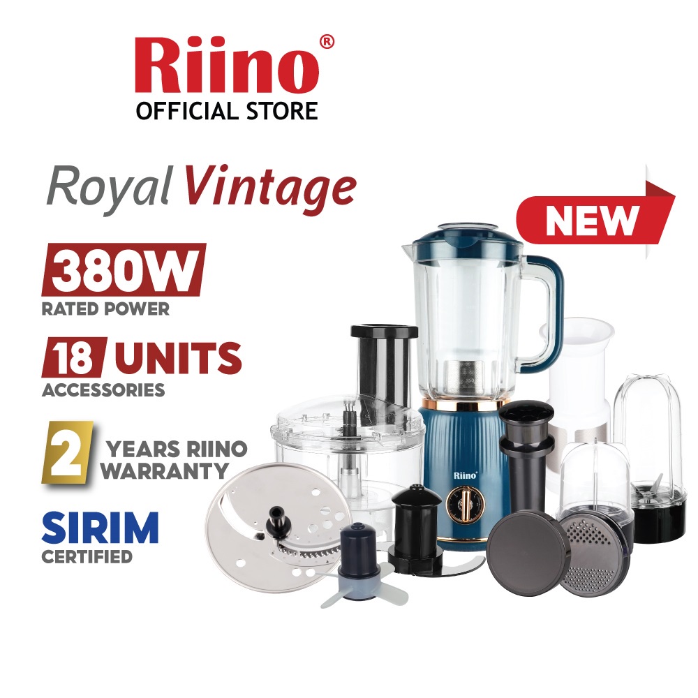 Riino Royal Vintage Multifunctional Blender 380W High Speed Motor with 18 Accessories BL385