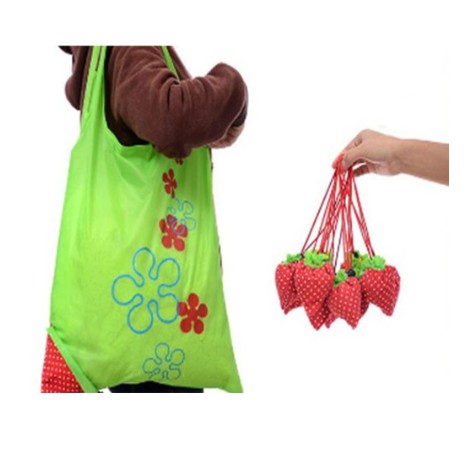 Strawberry Rose Folding Eco-Friendly Reusable Shopping Bag 折叠草莓玫瑰环保购物袋