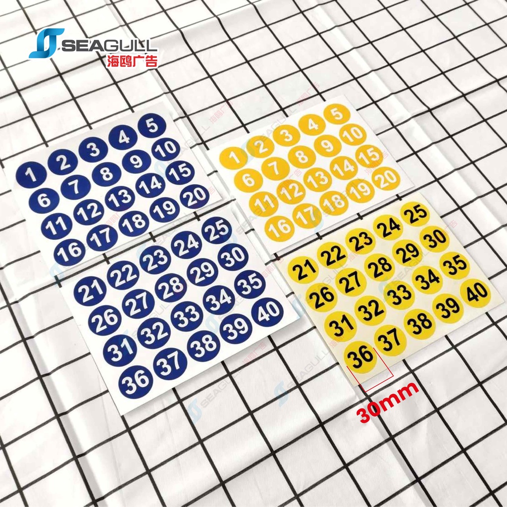 30mm Number Sticker 123 Sticker 3CM Nombor Table Number Pelekat Meja ...